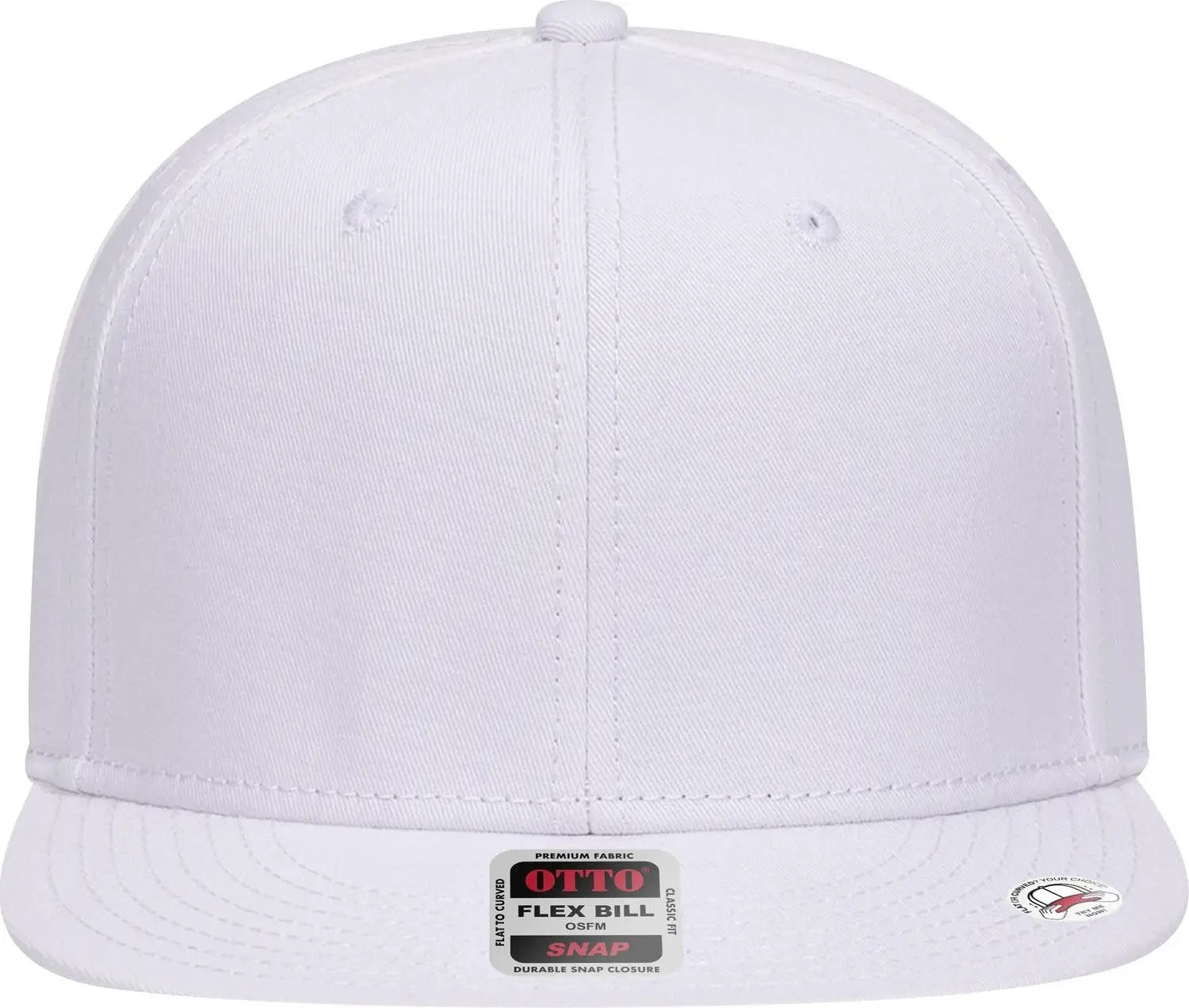 Otto 125-1038 ?Snap” 6 Panel Pro Style Snapback Cap - White - 1/2’’ - 7 5/8’’