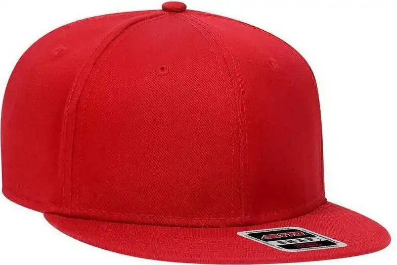 Otto 125-1038 Superior Cotton Twill Flat Visor Snapback Pro Style Cap - Red - one Size Fits Most