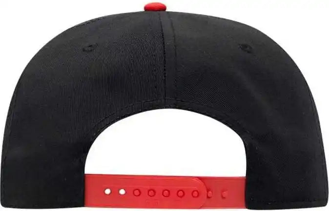 Otto 125-1038 Superior Cotton Twill Flat Visor Snapback Pro Style Cap - Red Black - one Size Fits Most