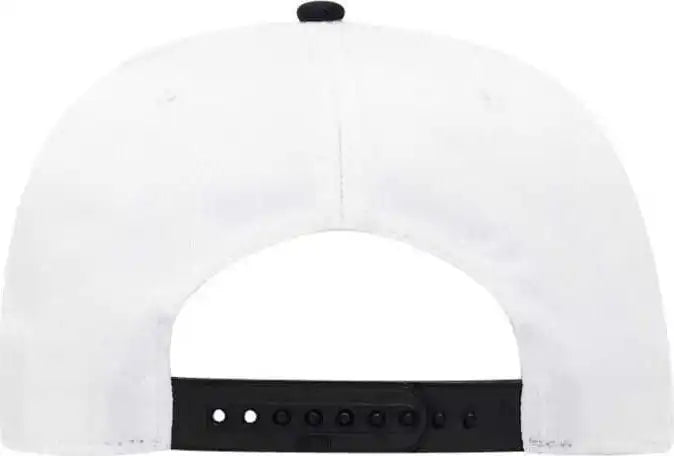 Otto 125-1038 Superior Cotton Twill Flat Visor Snapback Pro Style Cap - Black White - one Size Fits Most