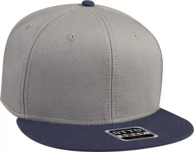 Otto 125-1038 Superior Cotton Twill Flat Visor Snapback Pro Style Cap - Navy Gray - one Size Fits Most