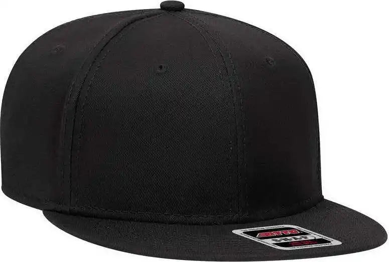 Otto 125-1038 Superior Cotton Twill Flat Visor Snapback Pro Style Cap - Black - one Size Fits Most
