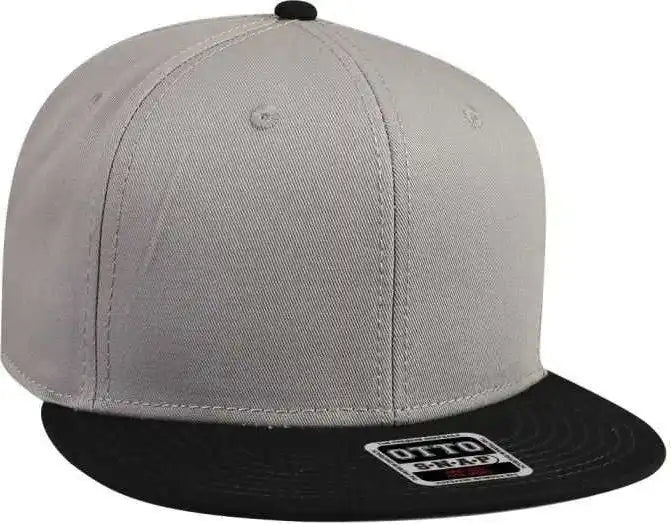 Otto 125-1038 Superior Cotton Twill Flat Visor Snapback Pro Style Cap - Black Gray - one Size Fits Most