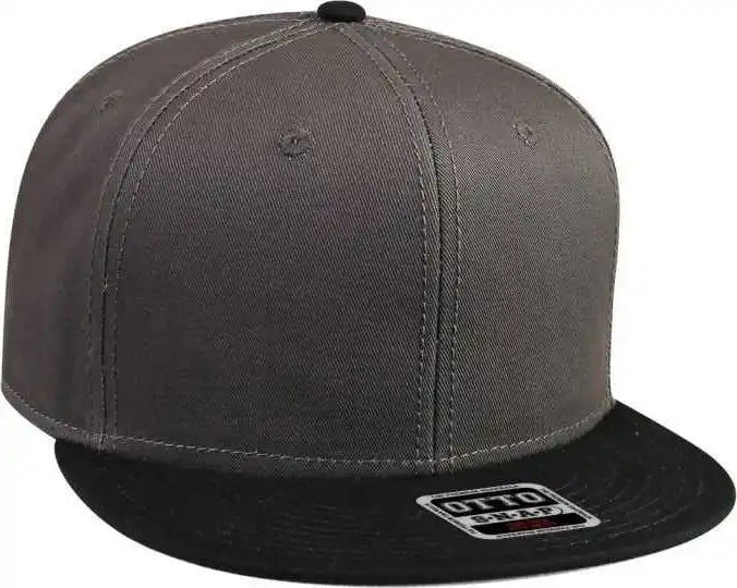 Otto 125-1038 Superior Cotton Twill Flat Visor Snapback Pro Style Cap - Black Charcoal - Dark Gray / one Size Fits Most