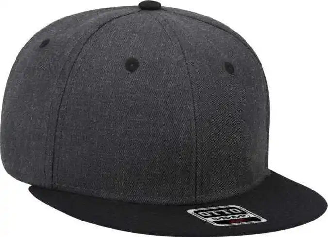 Otto 125-1054 Snap 6 Panel Mid Profile Snapback Cap - Black Heather - one Size Fits Most