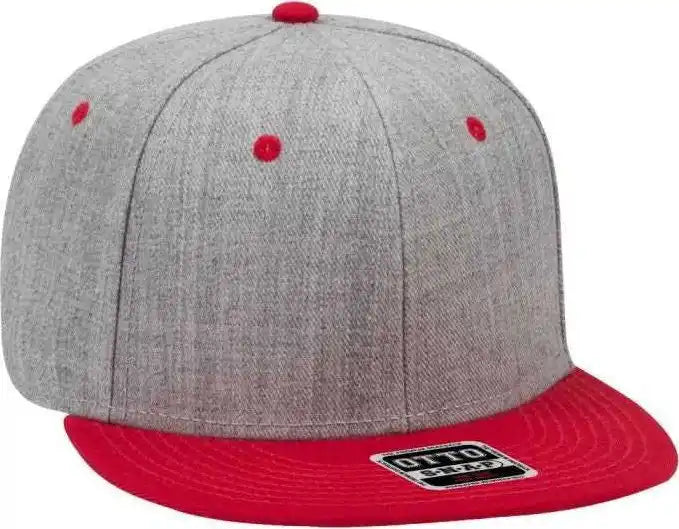 Otto 125-1054 Snap 6 Panel Mid Profile Snapback Cap - Red Heather Gray - one Size Fits Most