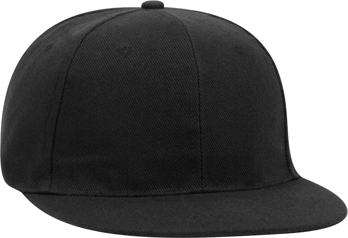 Otto 125-1137 6 Panel Mid Profile Snapback Cap - Black - 1/2’’ - 7 5/8’’