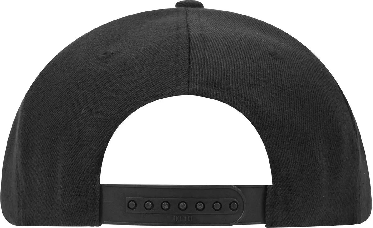 Otto 125-1137 6 Panel Mid Profile Snapback Cap - Black - 1/2’’ - 7 5/8’’