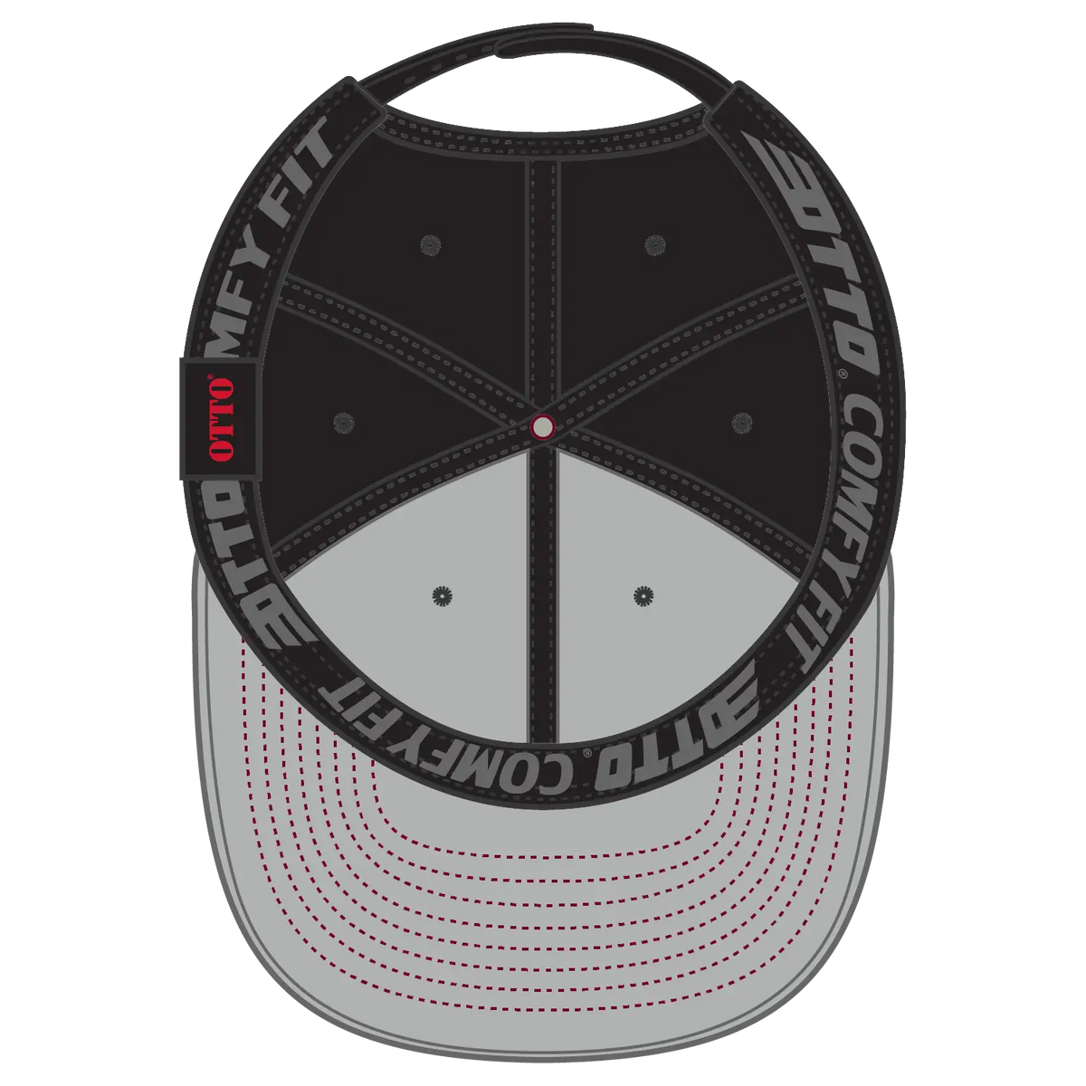 Otto 125-1323 ?Otto Comfy Fit’ 6 Panel Pro Style Snapback Cap - Red/blk/blk - 7 3/8’’ - 5/8’’