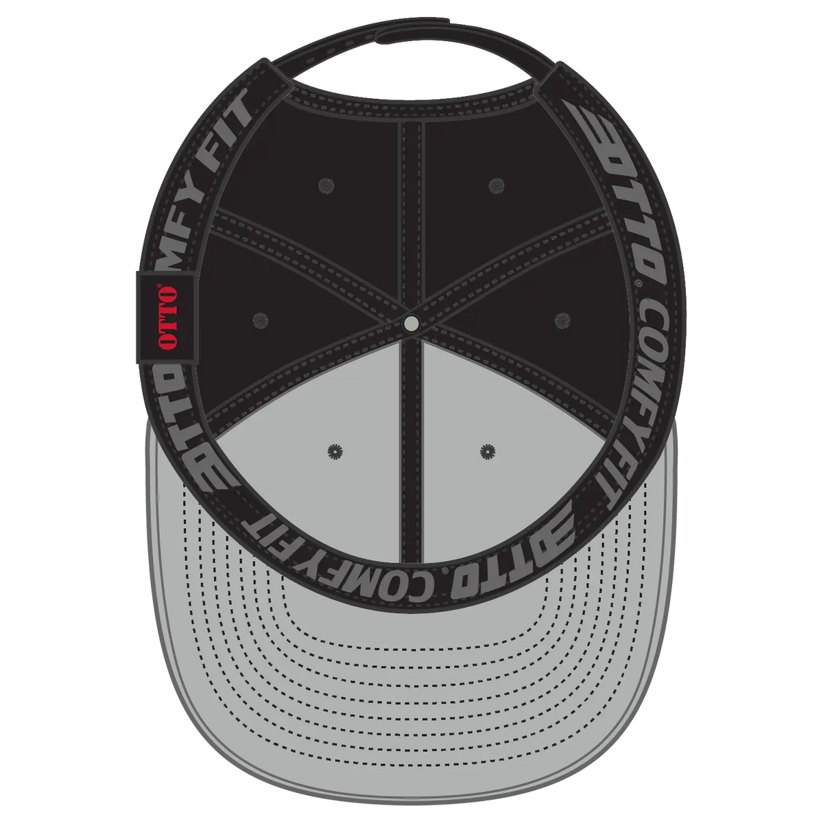 Otto 125-1323 ?Otto Comfy Fit’ 6 Panel Pro Style Snapback Cap - Ch. Gry/blk/blk - 7 3/8’’ - 5/8’’