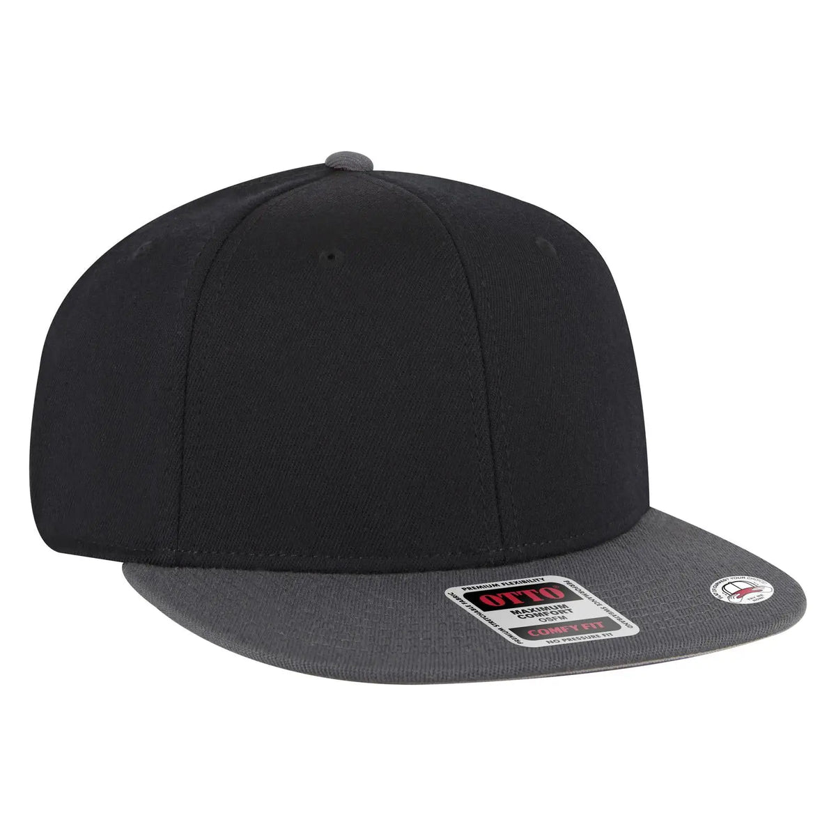 Otto 125-1323 ?Otto Comfy Fit’ 6 Panel Pro Style Snapback Cap - Ch. Gry/blk/blk - 7 3/8’’ - 5/8’’