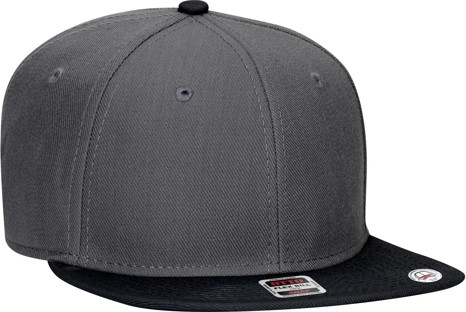 Otto 125-978 ?Otto Snap’ 6 Panel Pro Style Snapback Cap - Blk/ch.gry/ch.gry - 1/2’’ - 7 5/8’’