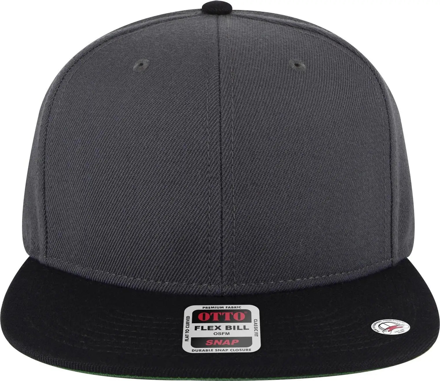 Otto 125-978 ?Otto Snap’ 6 Panel Pro Style Snapback Cap - Blk/ch.gry/ch.gry - 1/2’’ - 7 5/8’’