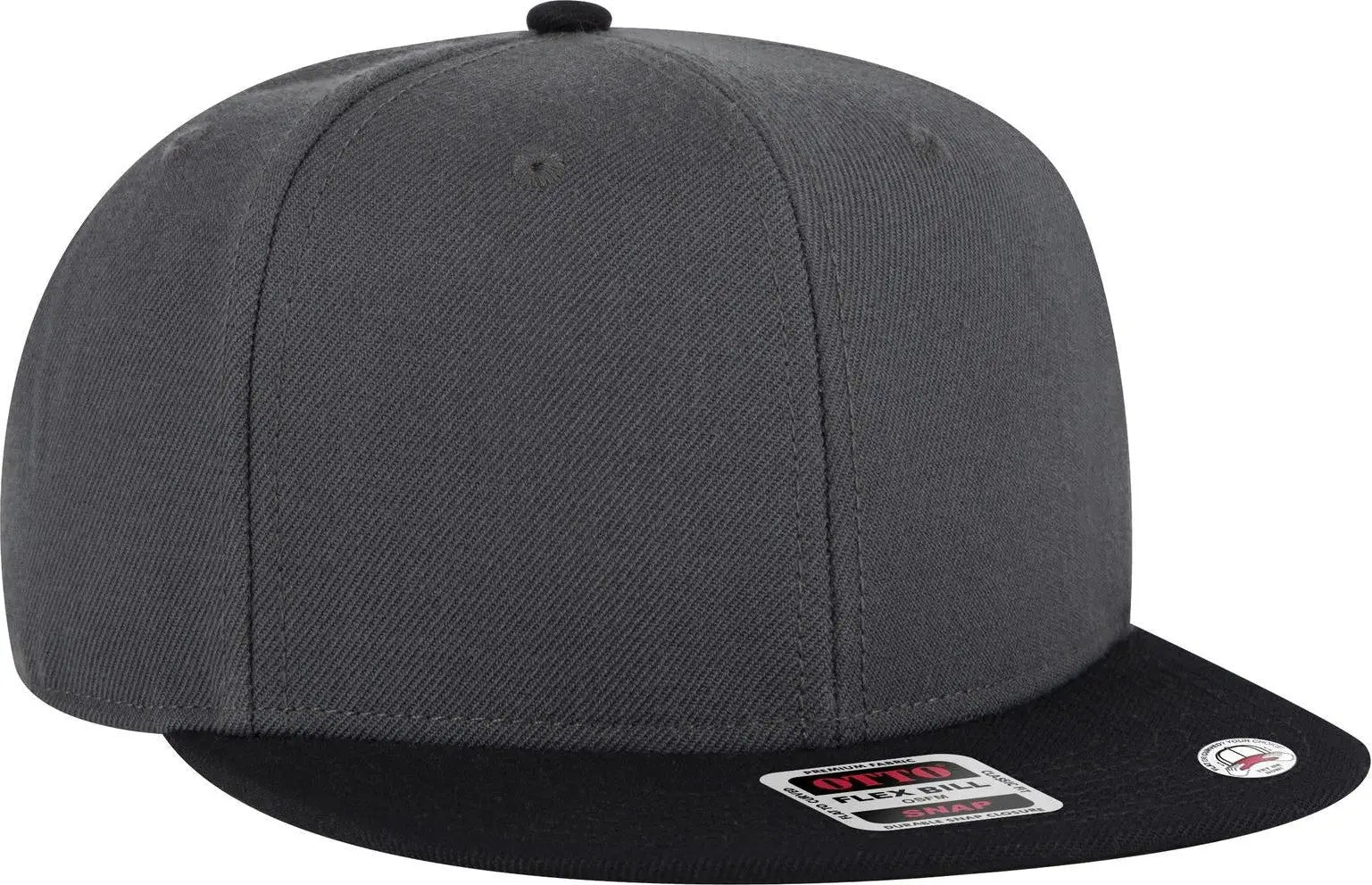 Otto 125-978 ?Otto Snap’ 6 Panel Pro Style Snapback Cap - Blk/ch.gry/ch.gry - 1/2’’ - 7 5/8’’
