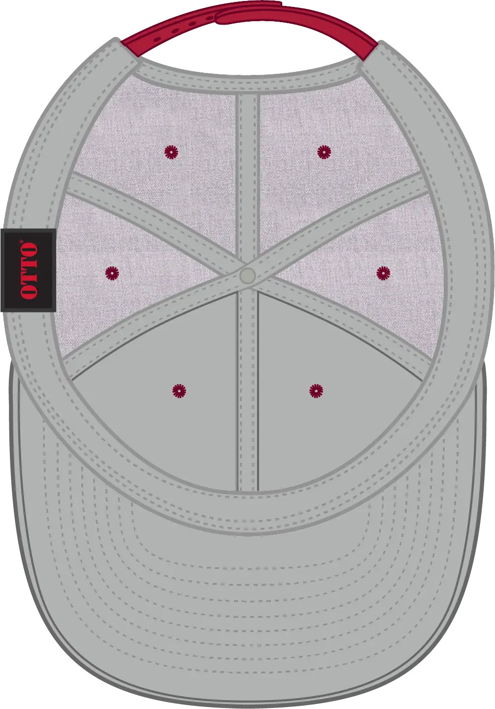 Otto 125-978 ?Otto Snap’ 6 Panel Pro Style Snapback Cap - Red/h.gry/h.gry - 1/2’’ - 7 5/8’’