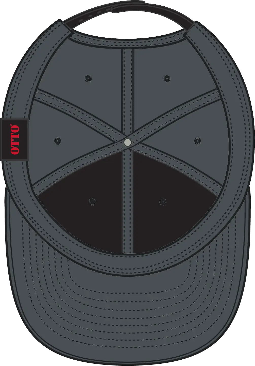 Otto 125-978 ?Otto Snap’ 6 Panel Pro Style Snapback Cap - Blk/ch.gry/ch.gry - 1/2’’ - 7 5/8’’