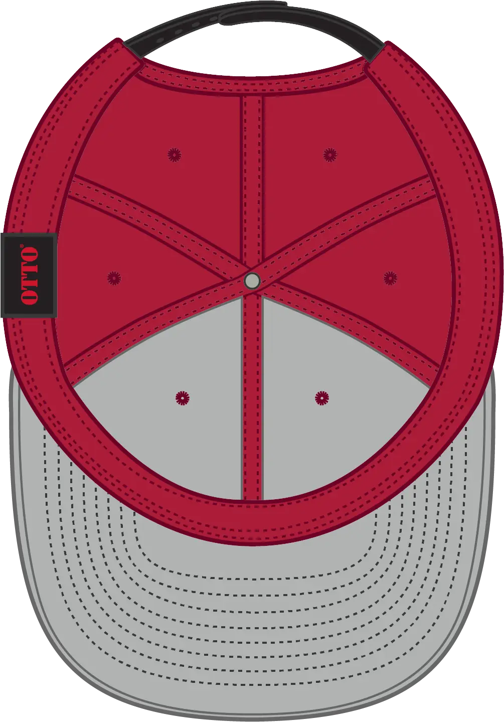 Otto 125-978 ?Otto Snap’ 6 Panel Pro Style Snapback Cap - Blk/red/red - 1/2’’ - 7 5/8’’