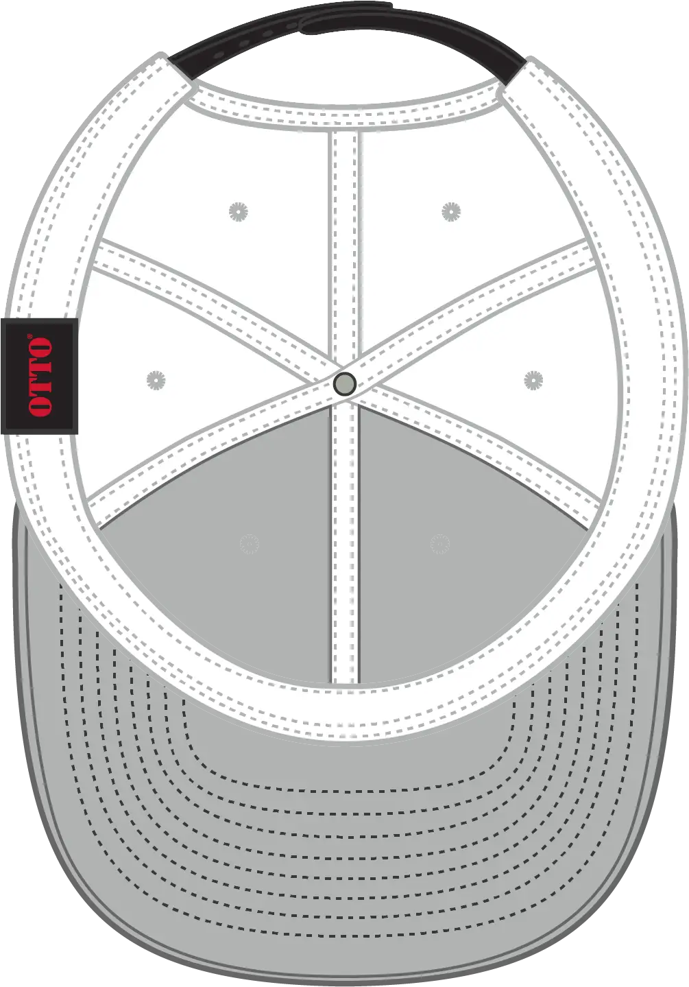 Otto 125-978 ?Otto Snap’ 6 Panel Pro Style Snapback Cap - Blk/wht/wht - 1/2’’ - 7 5/8’’