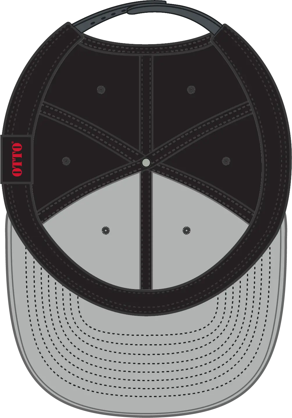 Otto 125-978 ?Otto Snap’ 6 Panel Pro Style Snapback Cap - Ch. Gry/blk/blk - 1/2’’ - 7 5/8’’