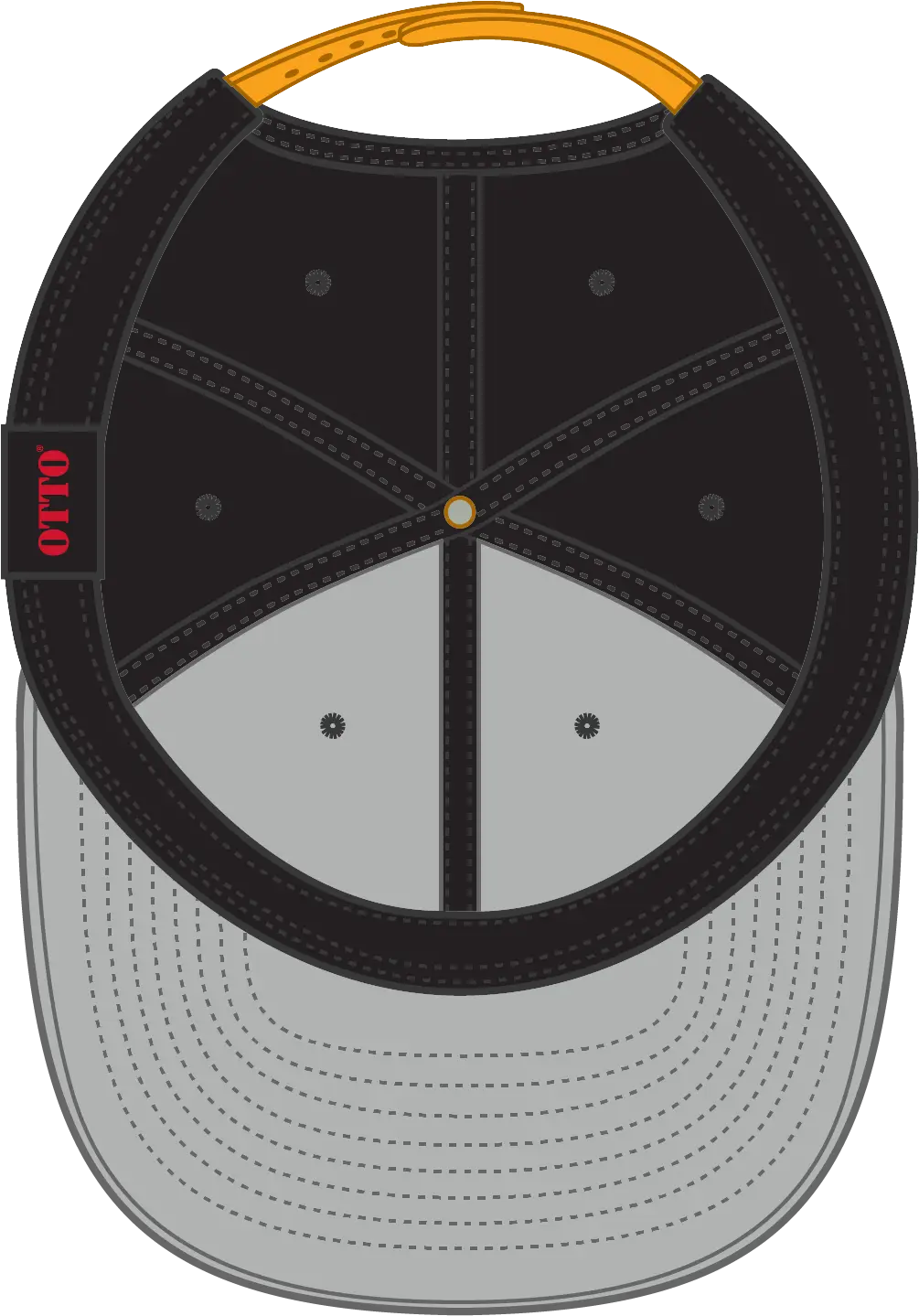 Otto 125-978 ?Otto Snap’ 6 Panel Pro Style Snapback Cap - Gld/blk/blk - 1/2’’ - 7 5/8’’