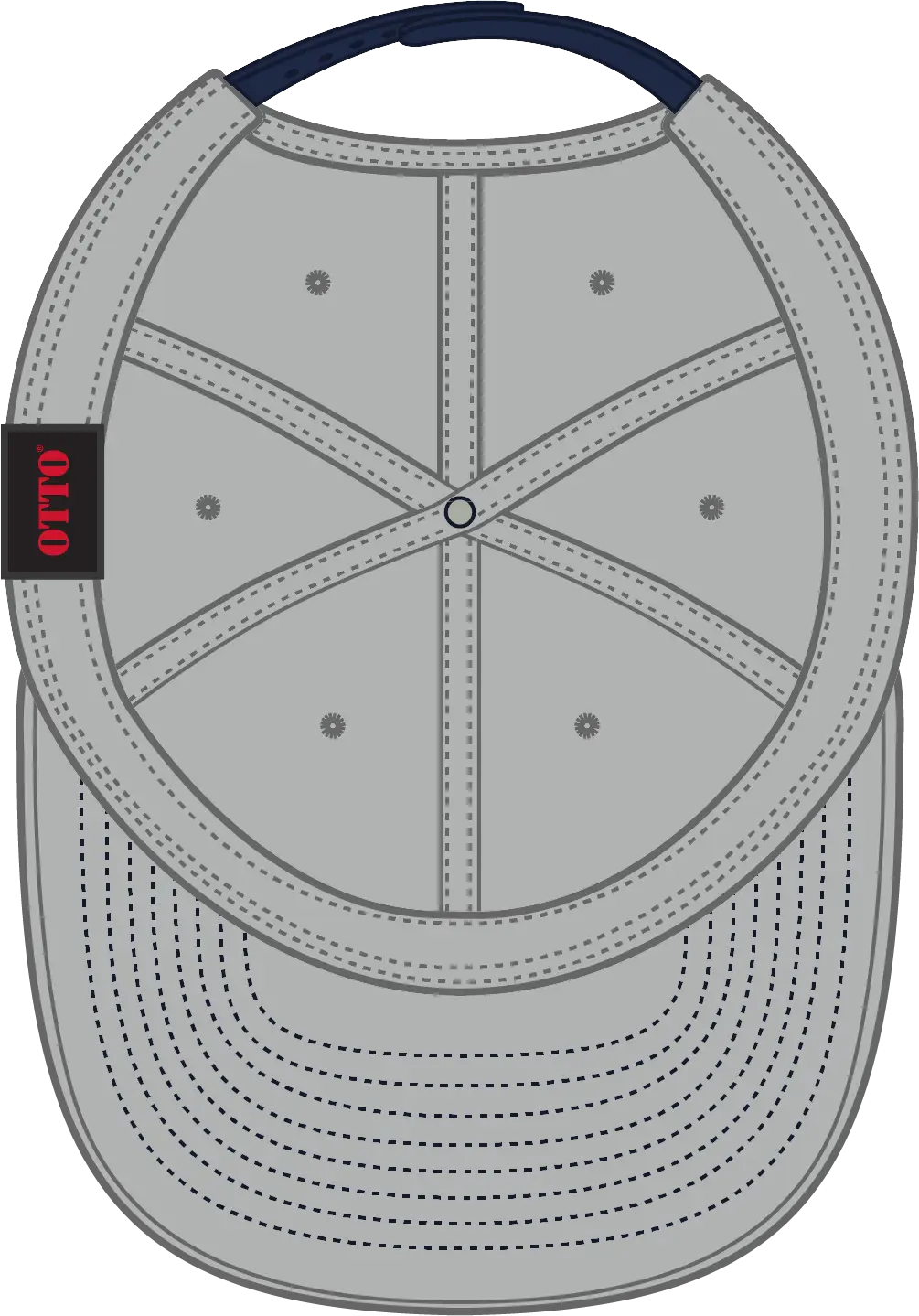 Otto 125-978 ?Otto Snap’ 6 Panel Pro Style Snapback Cap - Nvy/gry/gry - 1/2’’ - 7 5/8’’