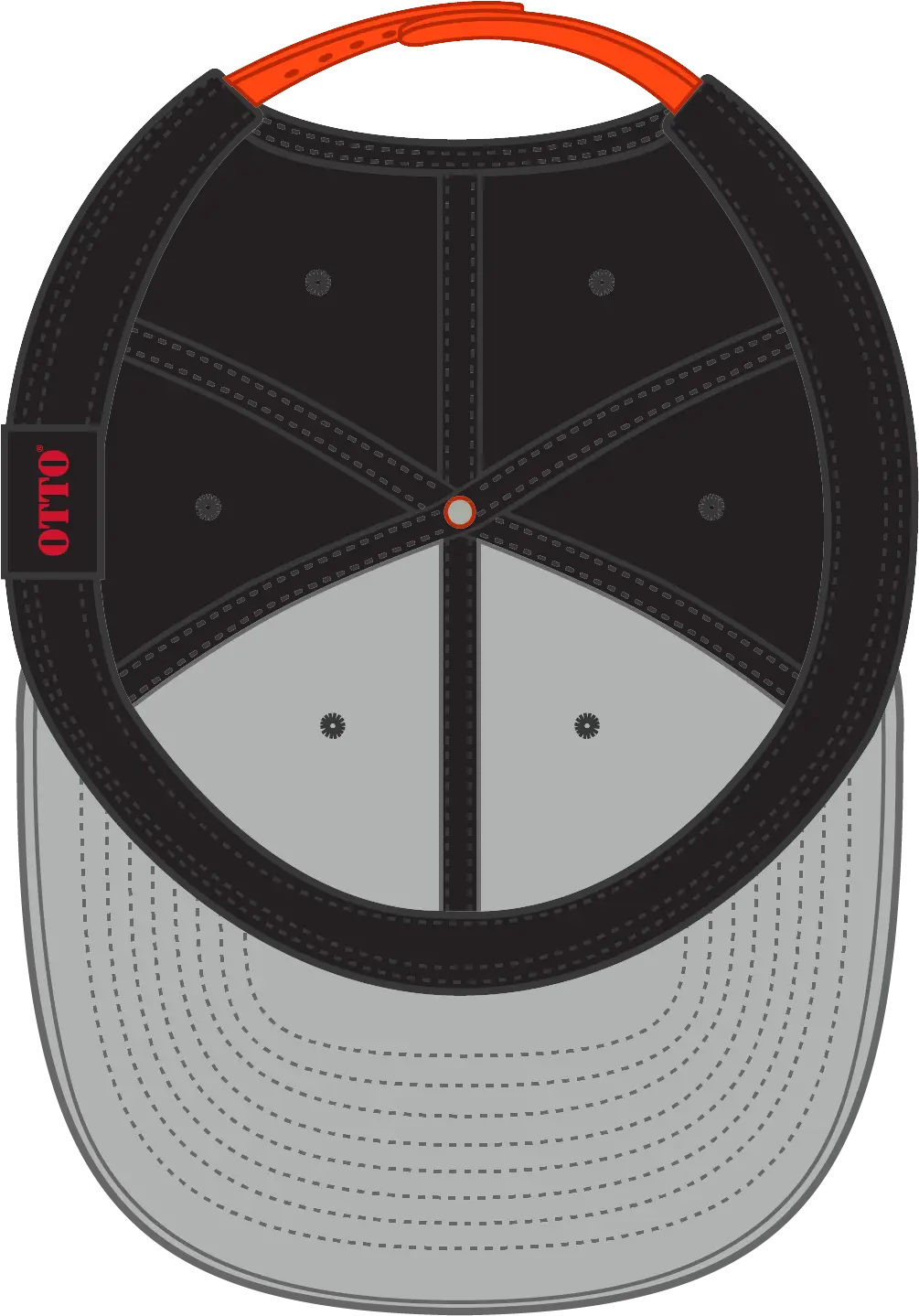 Otto 125-978 ?Otto Snap’ 6 Panel Pro Style Snapback Cap - Org/blk/blk - 1/2’’ - 7 5/8’’