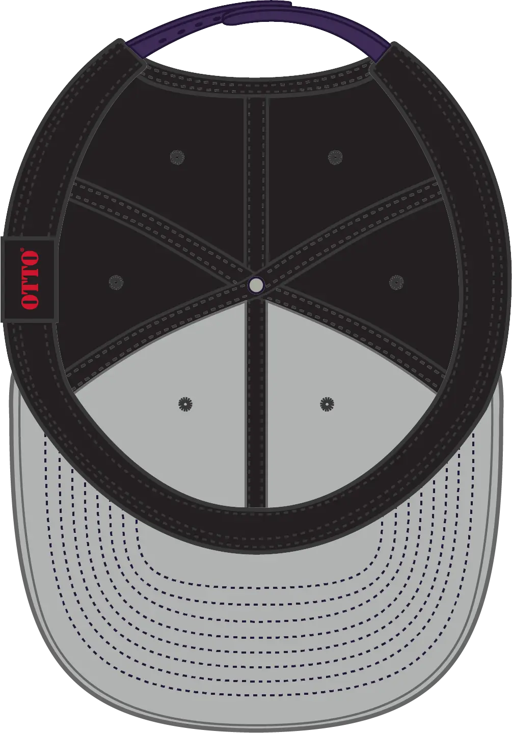 Otto 125-978 ?Otto Snap’ 6 Panel Pro Style Snapback Cap - Pur/blk/blk - 1/2’’ - 7 5/8’’