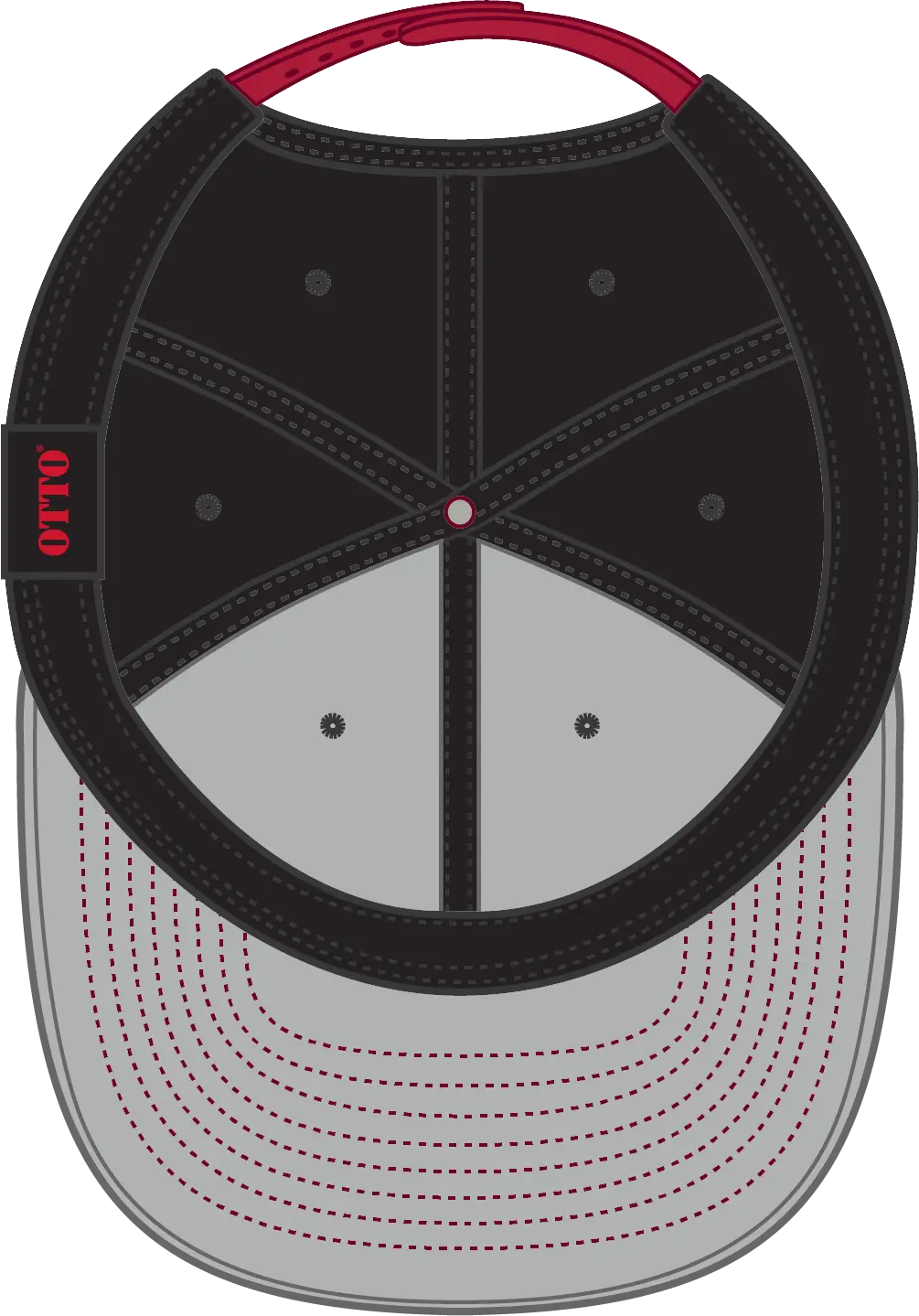 Otto 125-978 ?Otto Snap’ 6 Panel Pro Style Snapback Cap - Red/blk/blk - 1/2’’ - 7 5/8’’