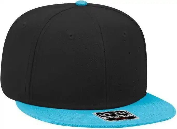 Otto 125-978 Wool Blend Flat Visor Pro Style Snapback Cap - Aqua Black - one Size Fits Most