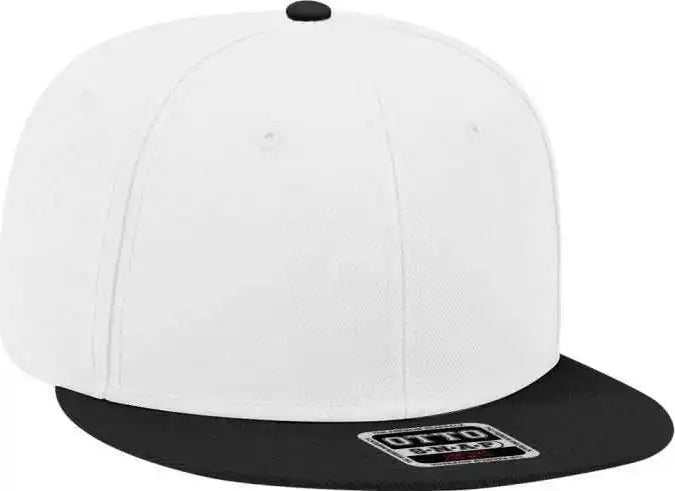 Otto 125-978 Wool Blend Flat Visor Pro Style Snapback Cap - Black White - one Size Fits Most