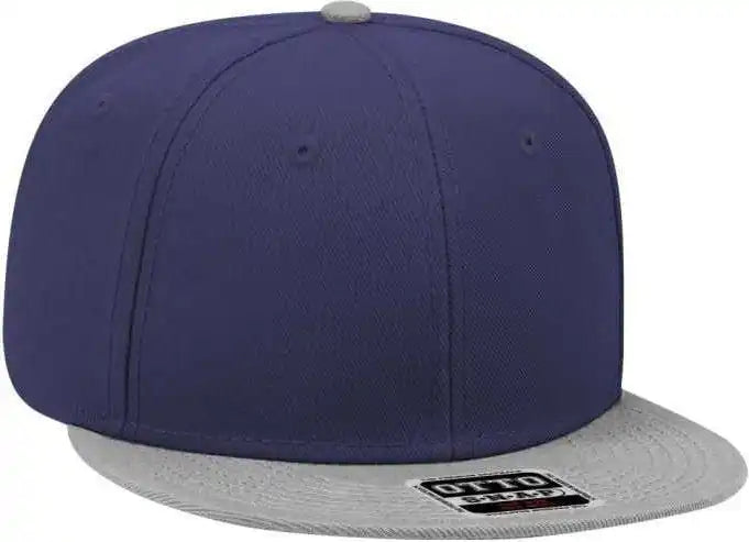 Otto 125-978 Wool Blend Flat Visor Pro Style Snapback Cap - Gray Navy - one Size Fits Most