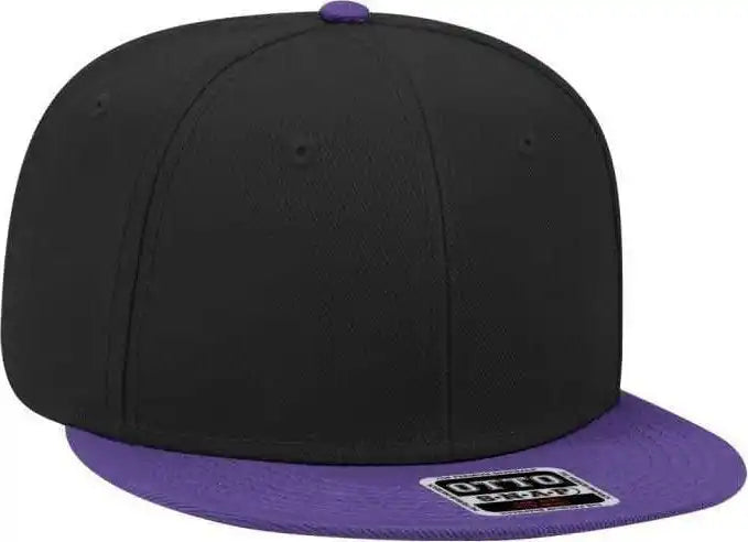 Otto 125-978 Wool Blend Flat Visor Pro Style Snapback Cap - Purple Black - one Size Fits Most