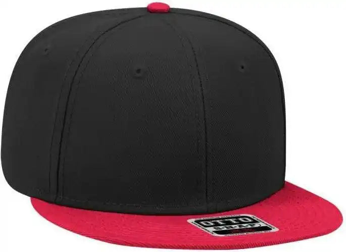 Otto 125-978 Wool Blend Flat Visor Pro Style Snapback Cap - Red Black - one Size Fits Most