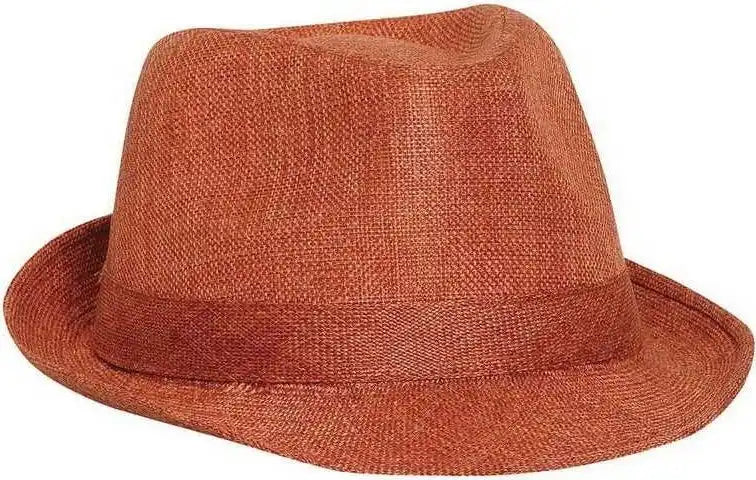 Otto 128-1072 100% Polyester Imitation Linen Fedora - Heather Orange - Gray / m