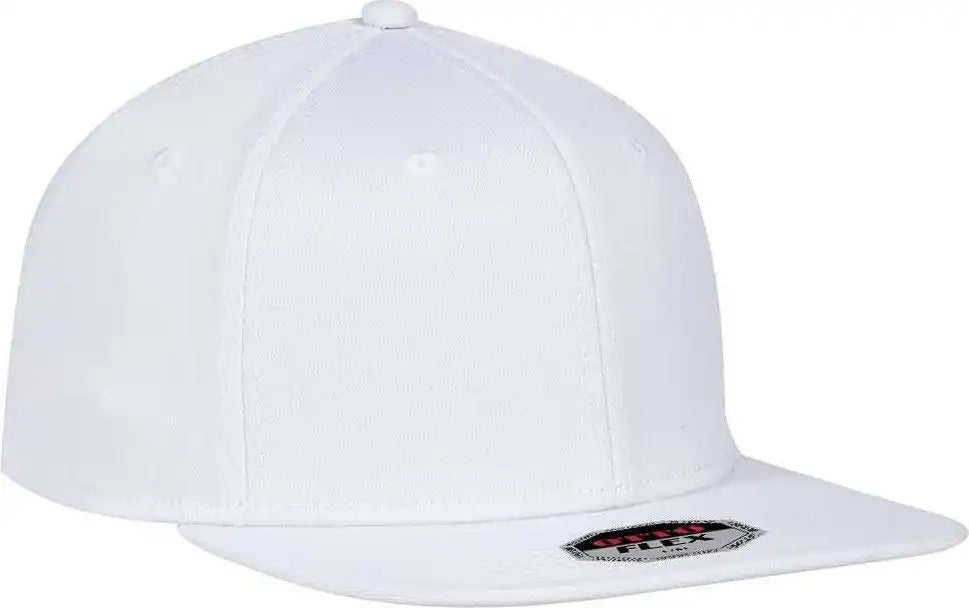 Otto 13-1156 Stretchable Wool Blend Twill Square Flat Visor Flex 6 Panel Pro Style Baseball Cap - White - S/m