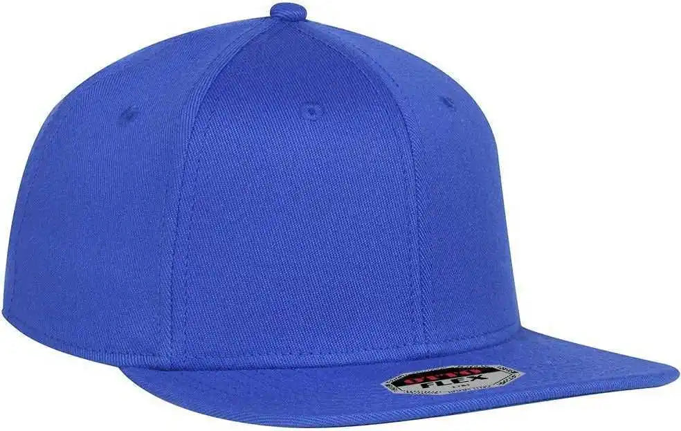 Otto 13-1156 Stretchable Wool Blend Twill Square Flat Visor Flex 6 Panel Pro Style Baseball Cap - Royal - S/m