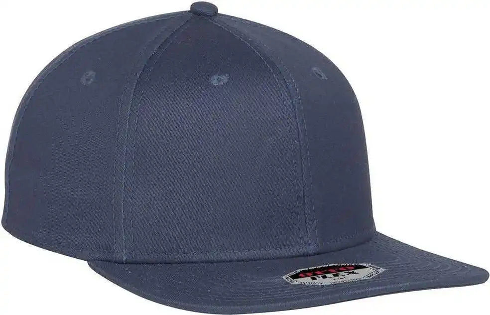 Otto 13-1158 Flex 6 Panel Pro Style Stretchable Superior Cotton Twill Square Flat Visor Cap - Navy - S/m