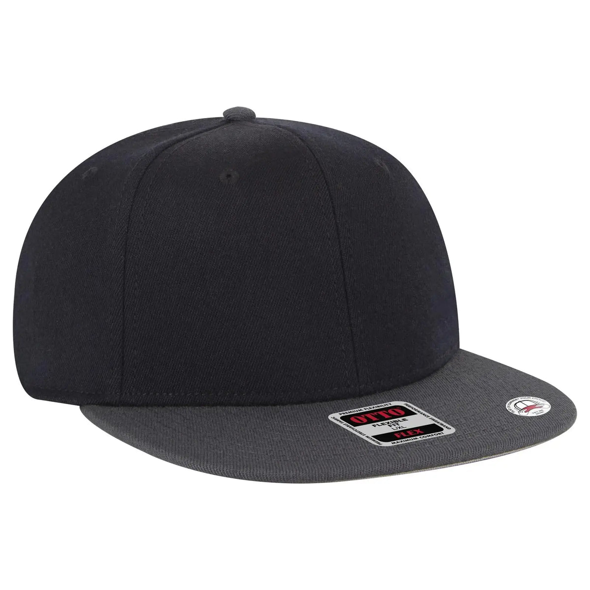 Otto 13-1329 ?Otto Flex’ Fitted 6 Panel Pro Style Baseball Cap - Ch. Gry/blk/blk
