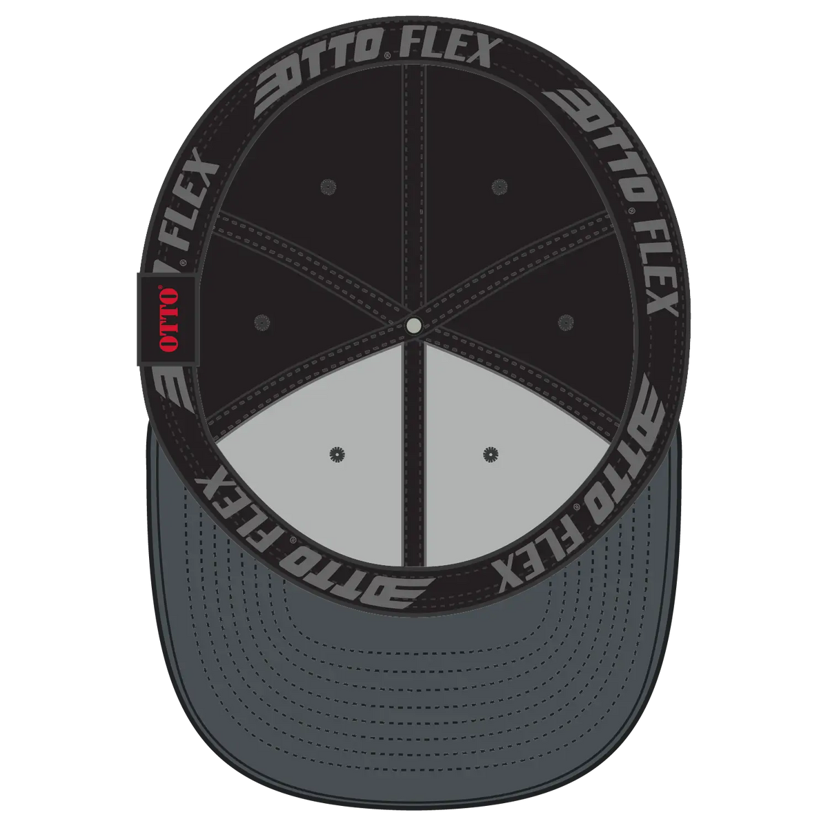 Otto 13-1329 ?Otto Flex’ Fitted 6 Panel Pro Style Baseball Cap - Ch. Gry/blk/blk
