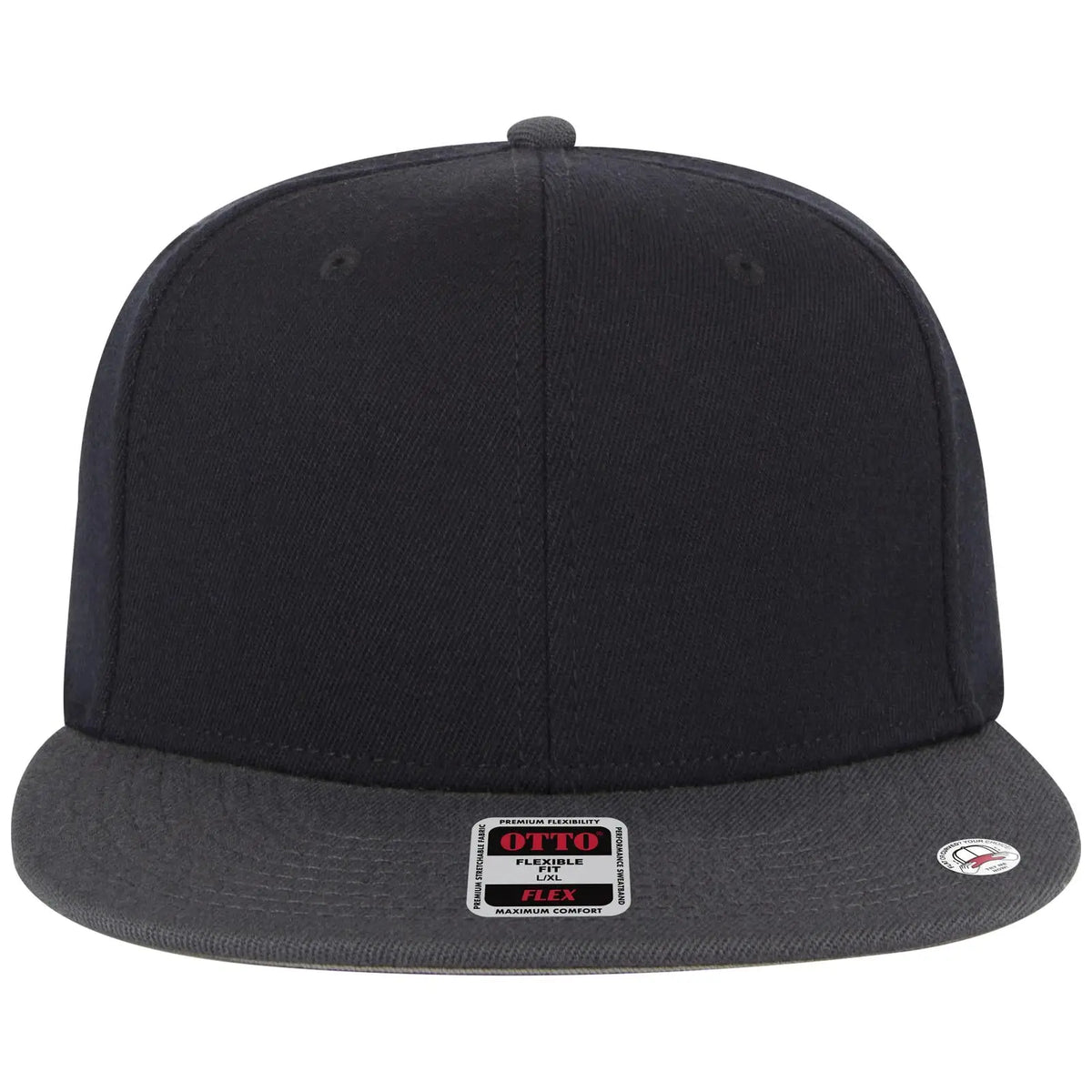 Otto 13-1329 ?Otto Flex’ Fitted 6 Panel Pro Style Baseball Cap - Ch. Gry/blk/blk