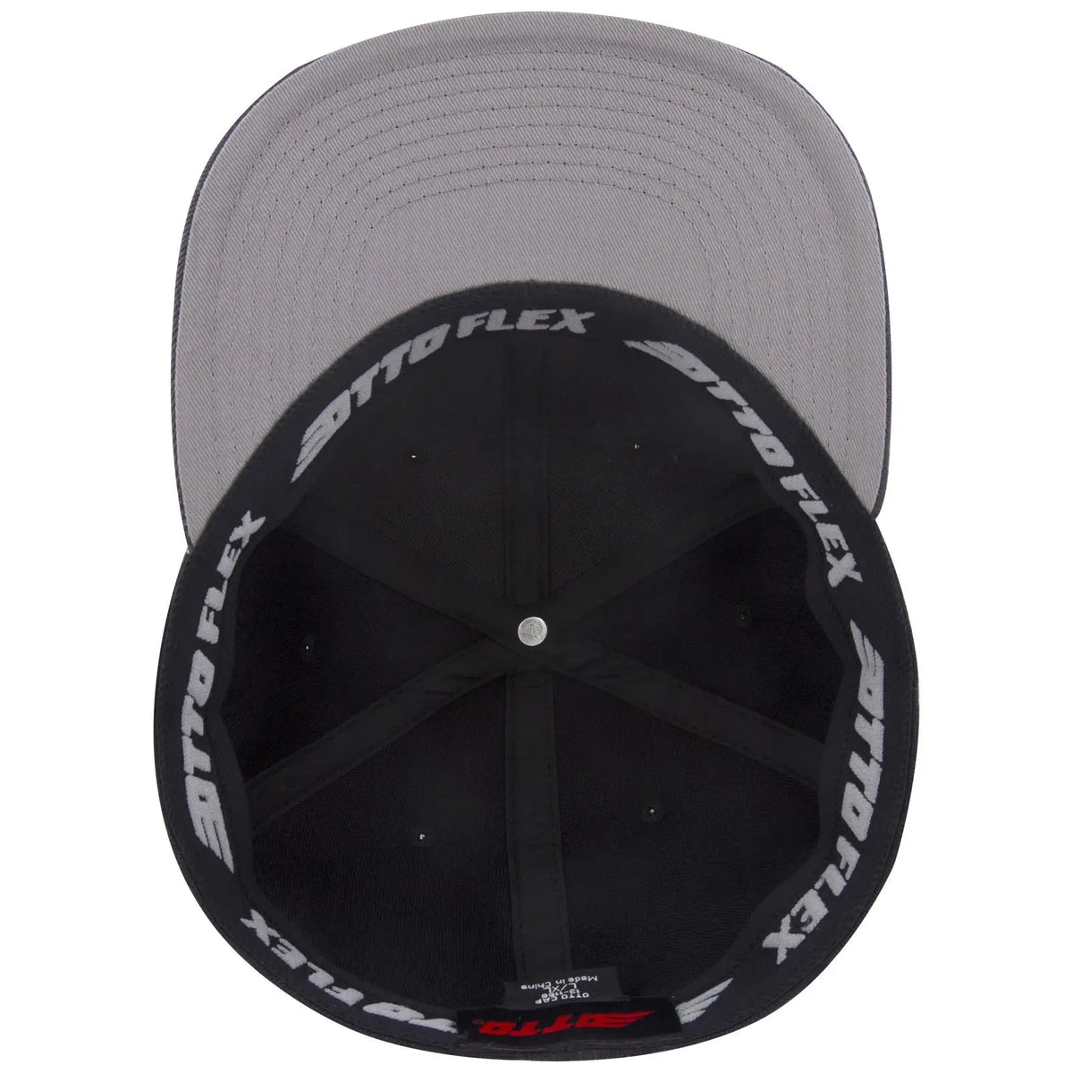 Otto 13-1329 ?Otto Flex’ Fitted 6 Panel Pro Style Baseball Cap - Ch. Gry/blk/blk
