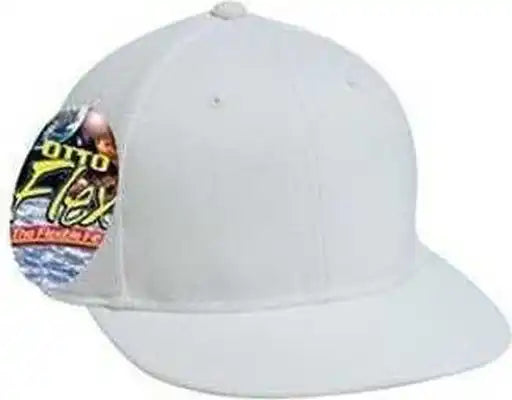 Otto 13-680 Stretchable Wool Blend Flat Visor Pro Style Cap with 6 Embroidered Eyelets - White - S/m