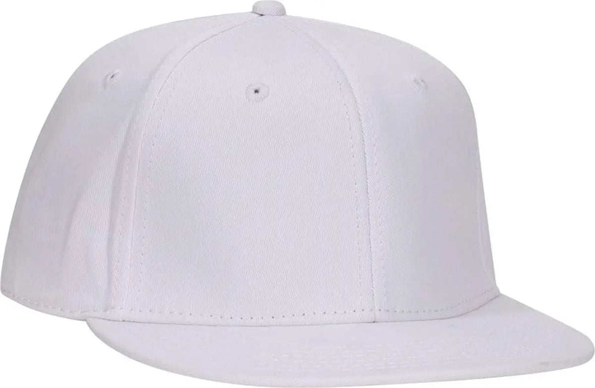 Otto 13-725 ?Otto Flex’ Fitted 6 Panel Mid Profile Flat Visor Baseball Cap - White - 7 3/8’’ - 5/8’