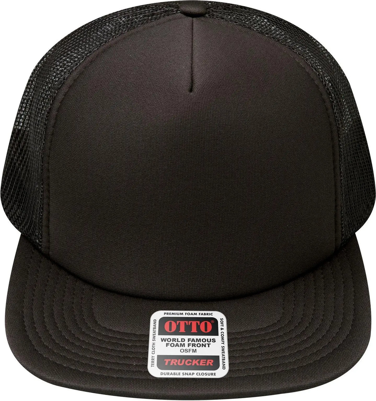 Otto 132-1037 ?Otto Snap’ 5 Panel High Crown Mesh Back Trucker Snapback Cap - Black - 6 1/2’’ - 7 5/8’’
