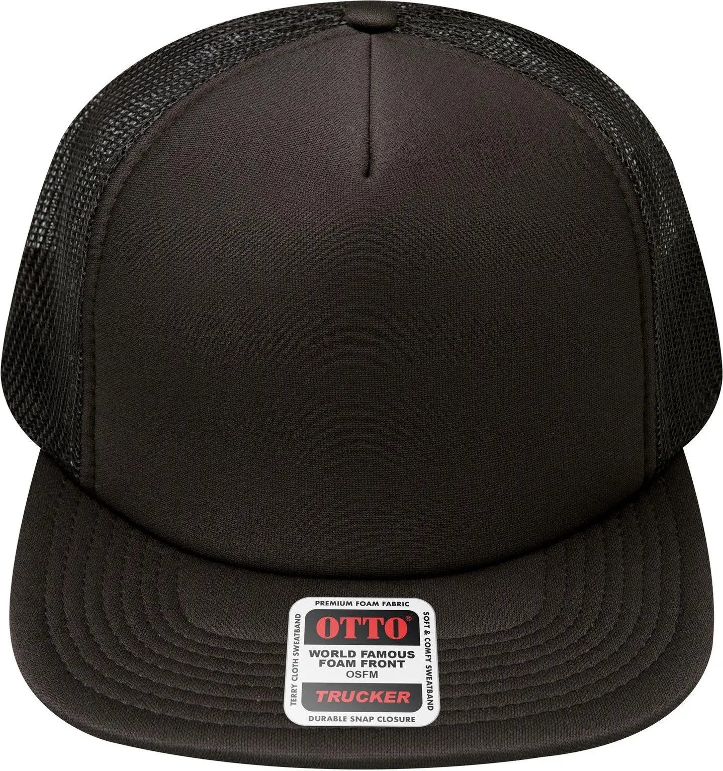 Otto 132-1037 ?Otto Snap’ 5 Panel High Crown Mesh Back Trucker Snapback Cap - Black - 6 1/2’’ - 7 5/8’’