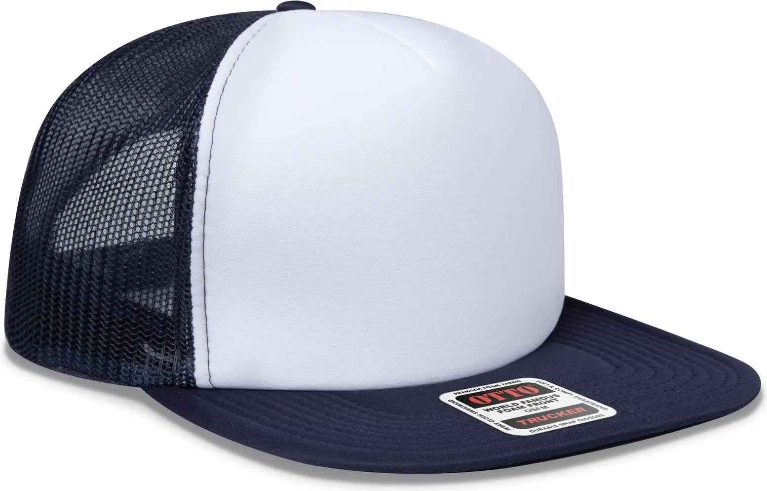 Otto 132-1037 ?Otto Snap’ 5 Panel High Crown Mesh Back Trucker Snapback Cap - Nvy/wht/nvy - 6 1/2’’ - 7 5/8’’