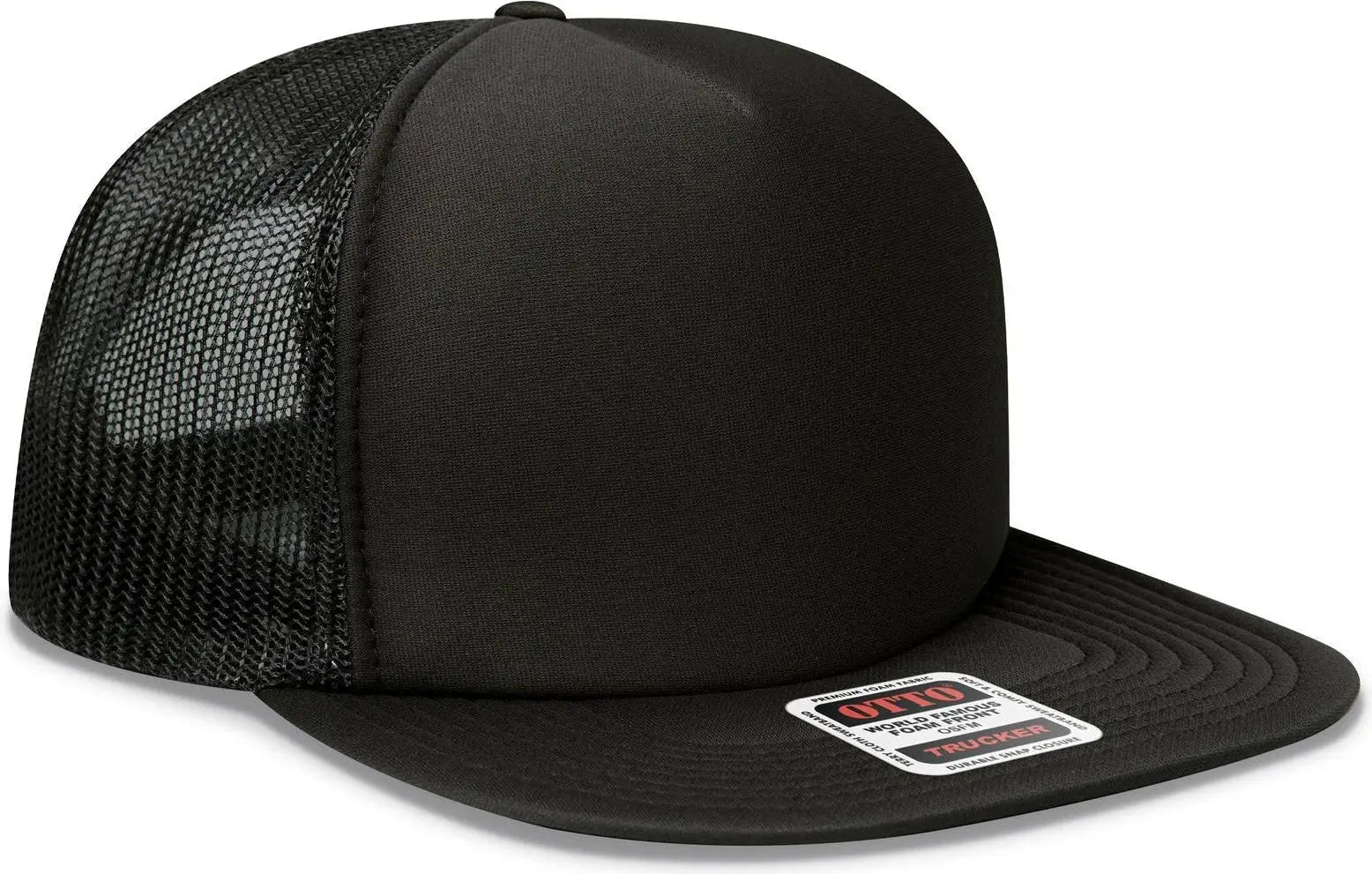 Otto 132-1037 ?Otto Snap’ 5 Panel High Crown Mesh Back Trucker Snapback Cap - Black - 6 1/2’’ - 7 5/8’’