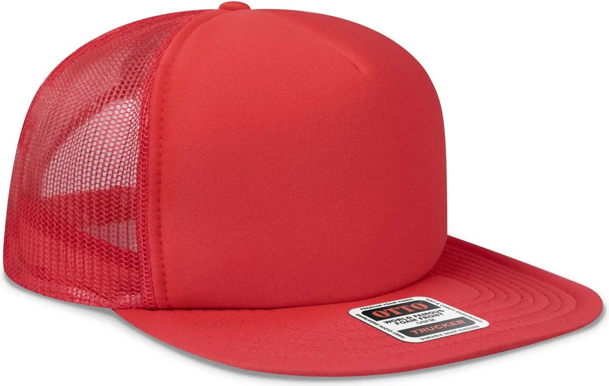 Otto 132-1037 ?Otto Snap’ 5 Panel High Crown Mesh Back Trucker Snapback Cap - Red - 6 1/2’’ - 7 5/8’’