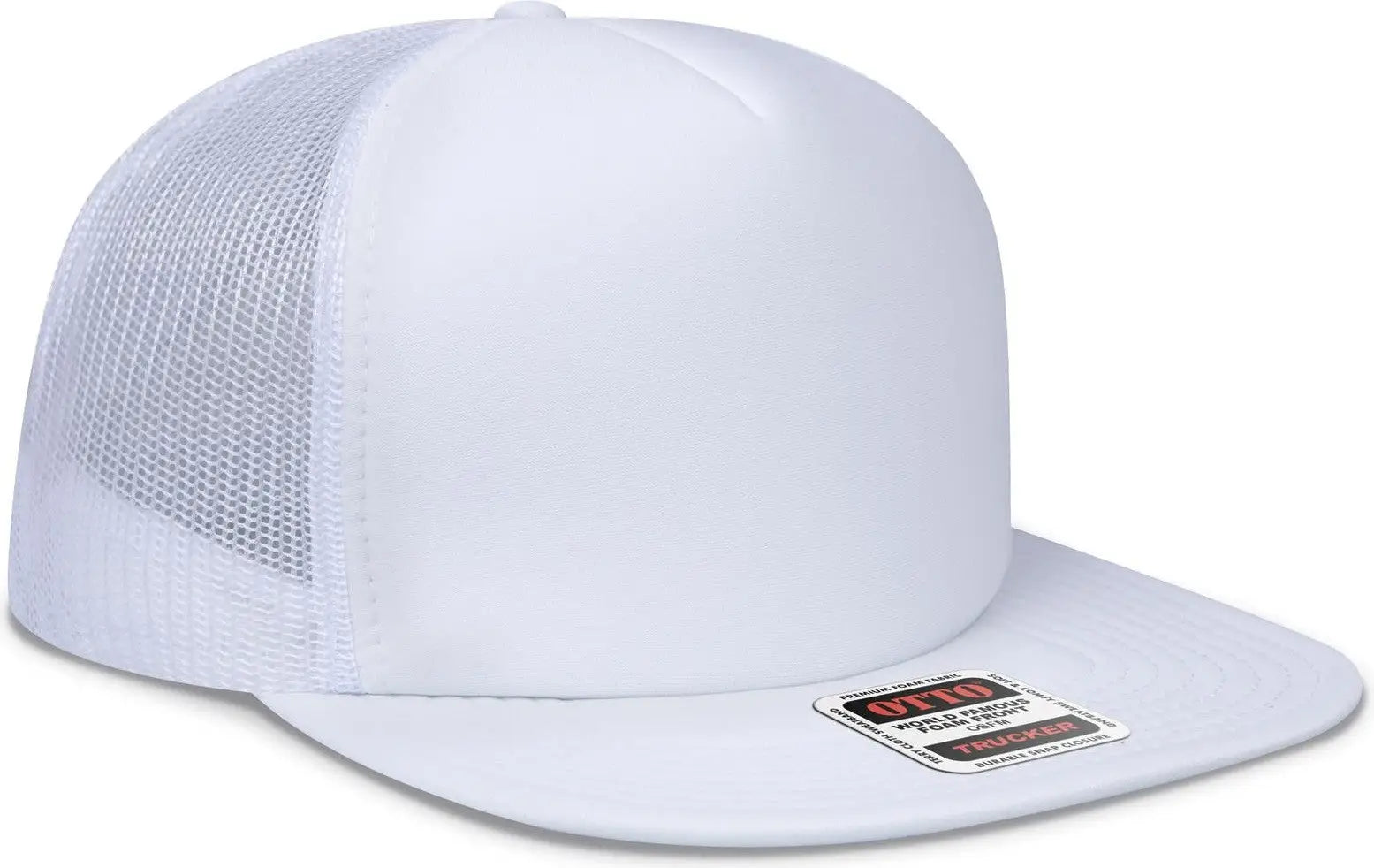 Otto 132-1037 ?Otto Snap’ 5 Panel High Crown Mesh Back Trucker Snapback Cap - White - 6 1/2’’ - 7 5/8’’