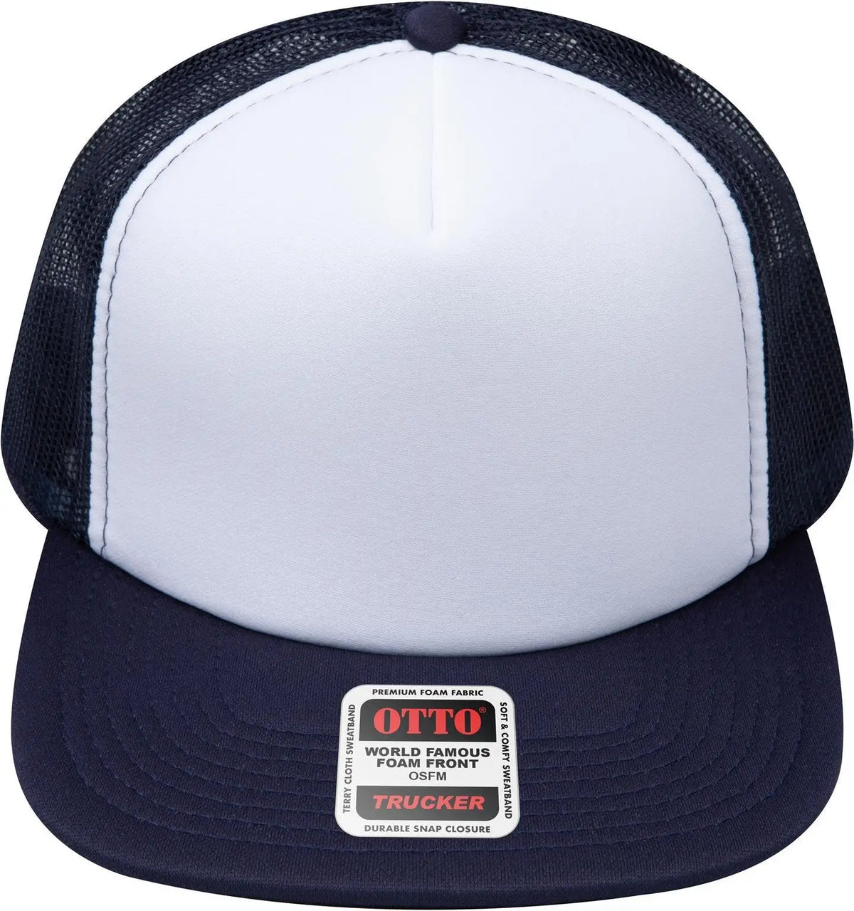 Otto 132-1037 ?Otto Snap’ 5 Panel High Crown Mesh Back Trucker Snapback Cap - Nvy/wht/nvy - 6 1/2’’ - 7 5/8’’